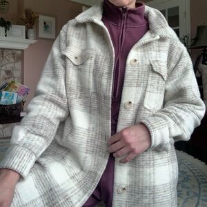 Black Tape_ Buttoned Plaid Long Shacket